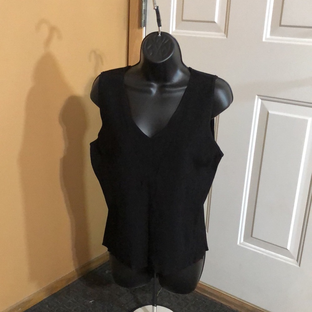 COPY - George Black Sleeveless Ribbed V-Neck Sweater Top 1X